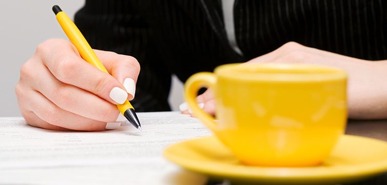writing yellow coffee-feat