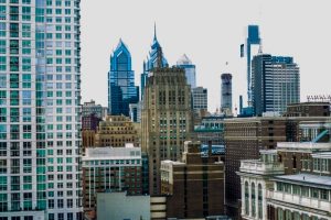 view of Philadelphia skyline from FIRE's offices